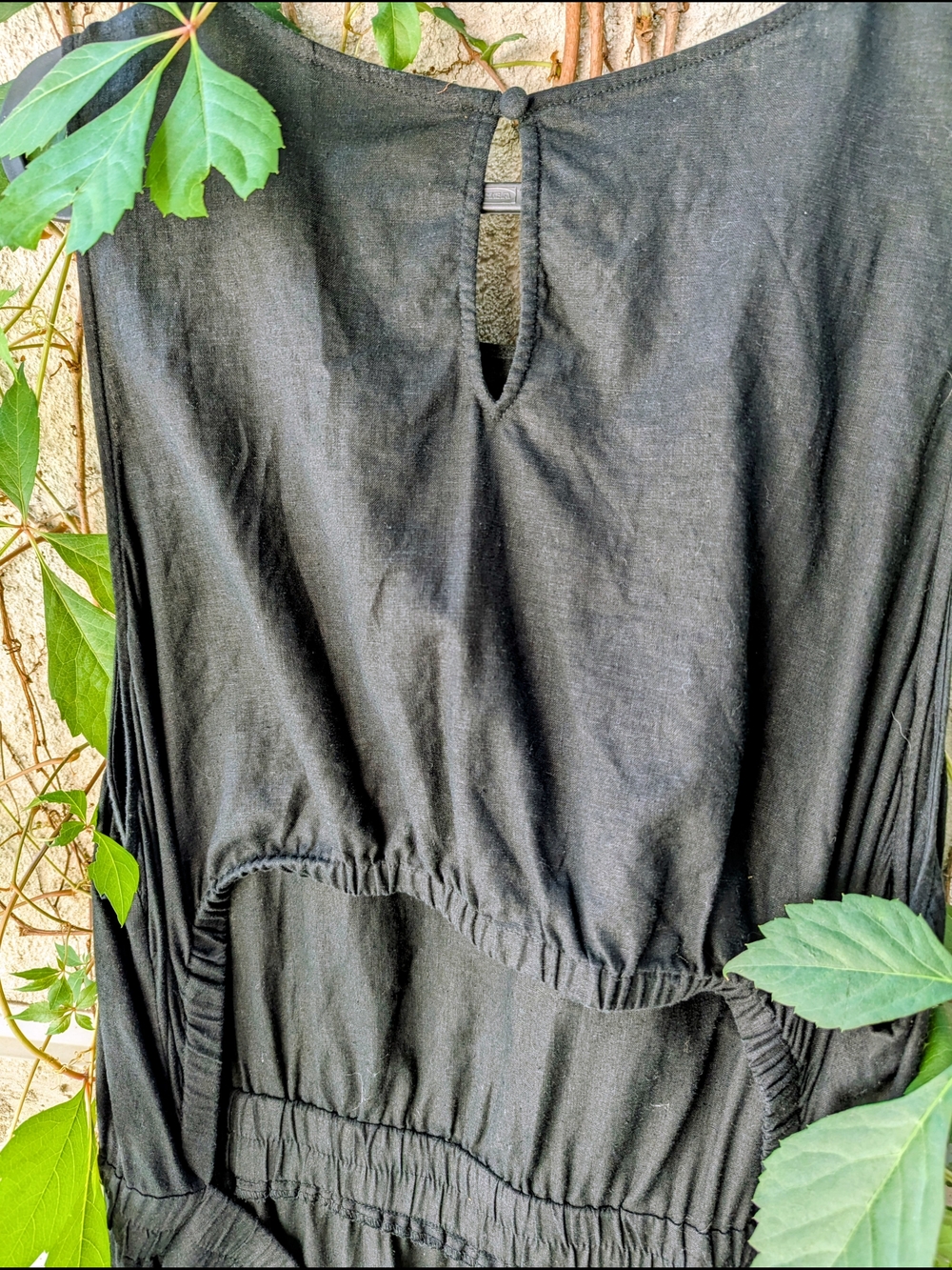 100% Linen Plus Size Black Midi Dress | Open Back | Scandinavian Minimal | 2X - Picture 5 of 10